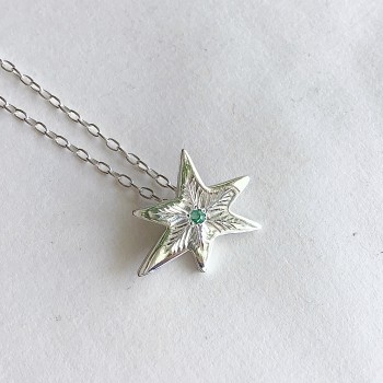 Colar Prata950 Esmeralda Brilho