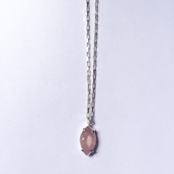 Colar Prata950 Ponto de Luz Quartzo Rosa
