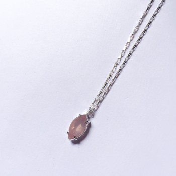 Colar Prata950 Ponto de Luz Quartzo Rosa